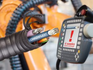 Die intelligente Leitung vermeidet durch permanente Überwachung im Betrieb Ausfälle und erhöht so die Anlagenverfügbarkeiten. (Bild: Igus GmbH)
