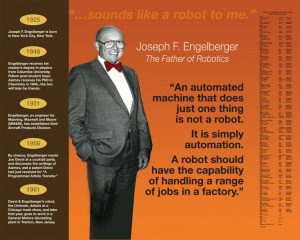 Wegbereiter für die Robotik war das zufällige Zusammentreffen der Ingenieure Joe Engelberger und George Devol auf einer Cocktail-Party im Jahre 1956. (Bild: Robotic Industries Association)